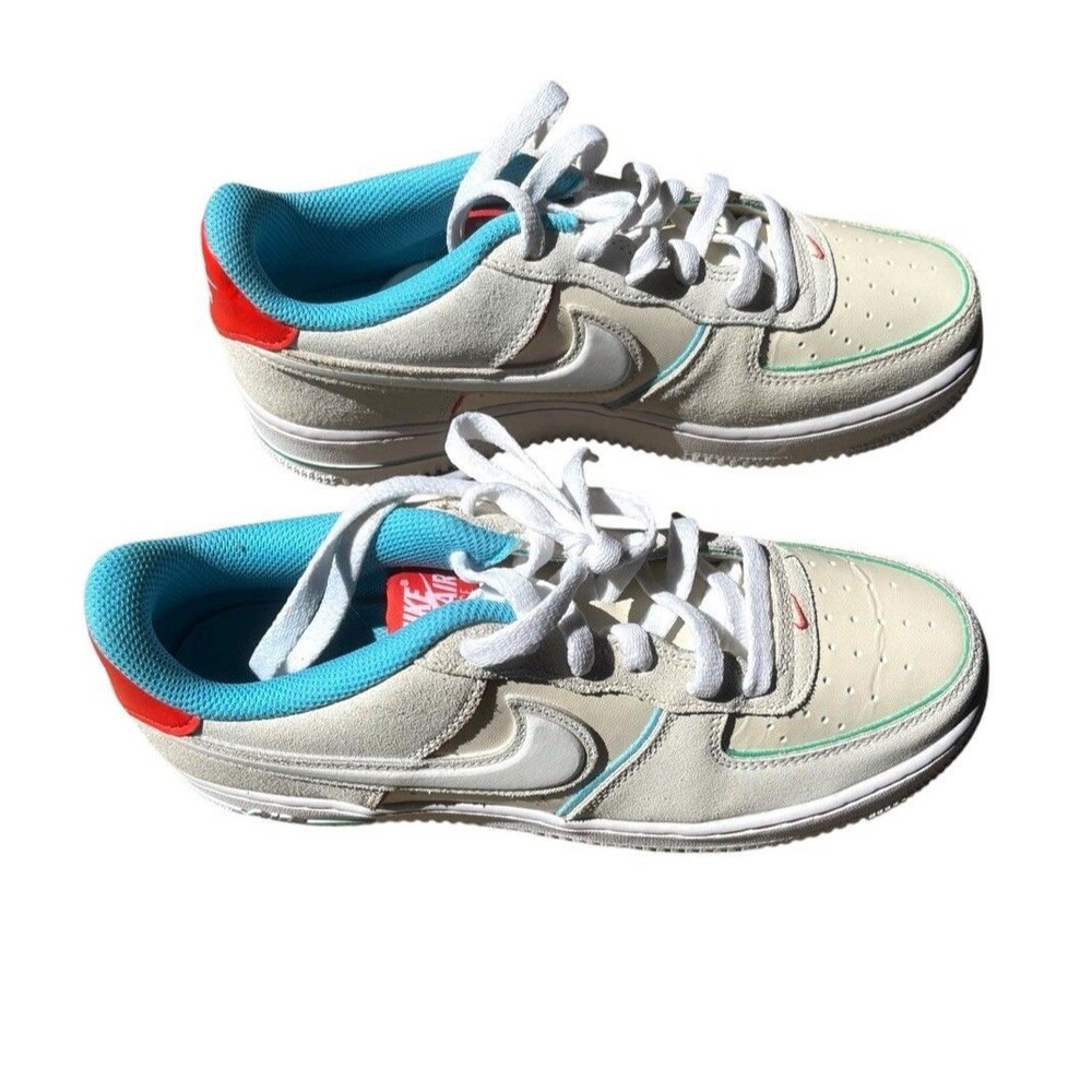 Nike Air Force 1 LV8 2 Ivory‎ Picante Red Shoes 6.5Y Youth Casual FQ8350-110